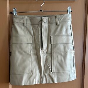 Beige Faux Leather Mini Skirt